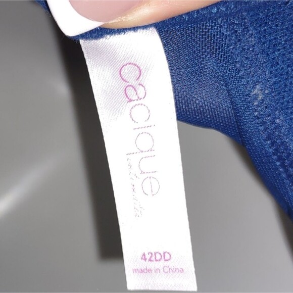 Like New Size 42 DD Plus Cacique Blue and White Lace Polka Dot Bra - Picture 4 of 4